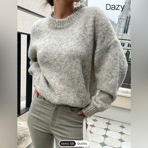 Marked knit drop shoulder sweater